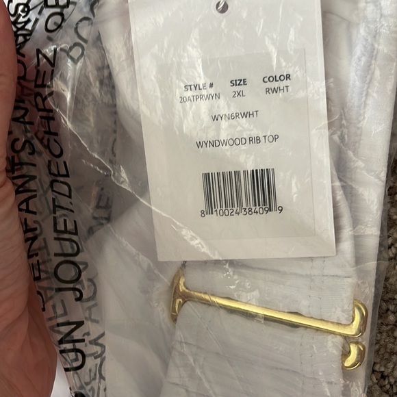 Andie Swim The Last Splash Wynwood To One Shoulder White Ribbed Top Gold - Picture 11 of 13